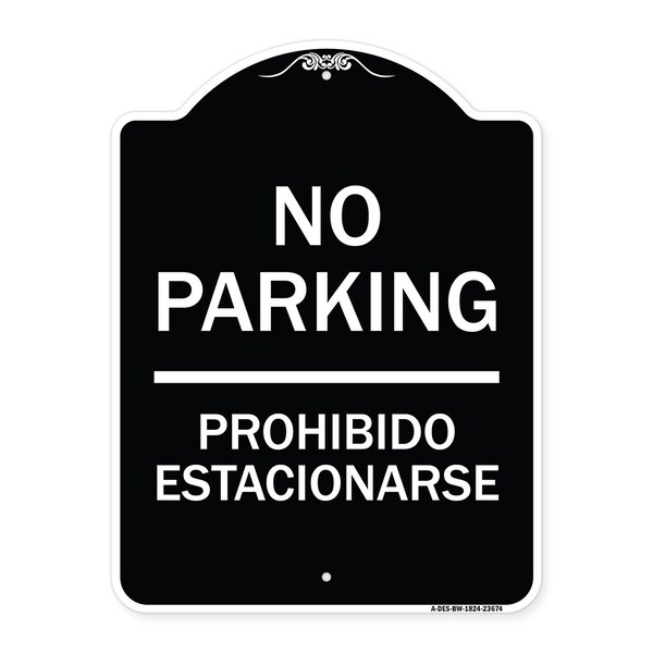 Signmission No Parking Prohibido Estacionarse Heavy-Gauge Aluminum Architectural Sign, 24" x 18", BW-1824-23674 A-DES-BW-1824-23674 - main